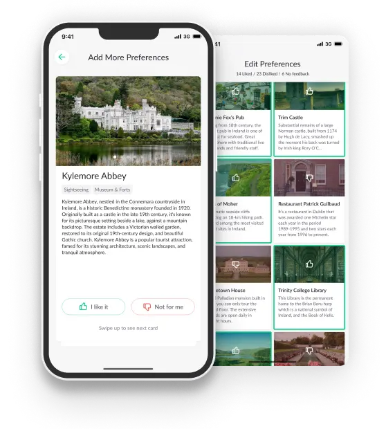 Personalised travel plan on map
